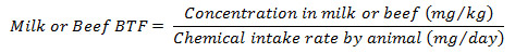 Milk or Beef BTF Equation