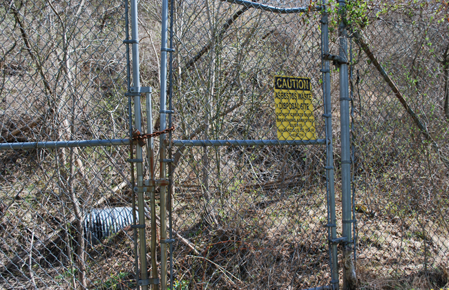 View of the fence line which runs along the Locust Street playground.