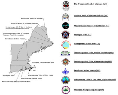 Map showing Tribal lands in EPA Region 1