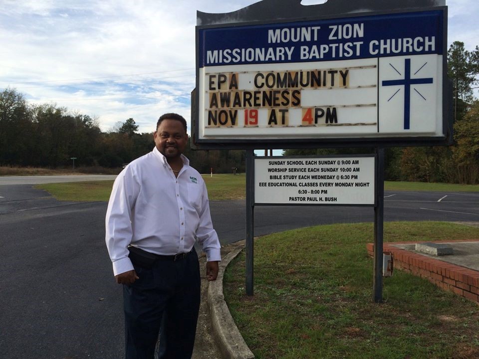 Kyle Bryant, EPA Region 4 Community Involvement Coordinator, at a SRS Community Environmental Justice Meeting