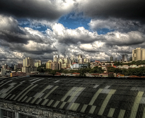  image of severe weather over a city