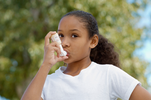 Girl with inhaler