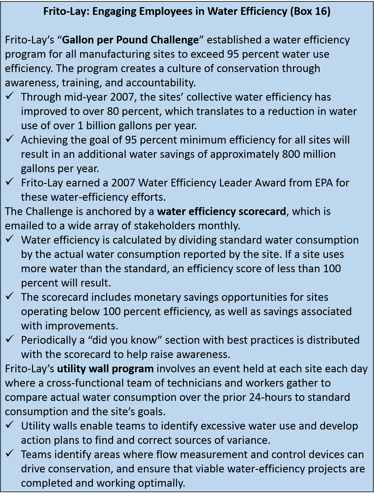 Frito-Lay: Engaging Employees in Water Efficiency (Box 16)