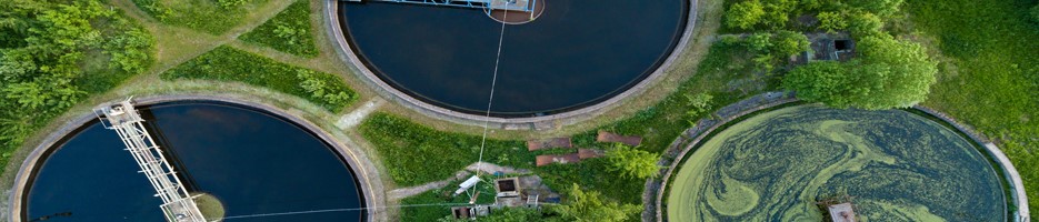 Arial view of a water treatment plant