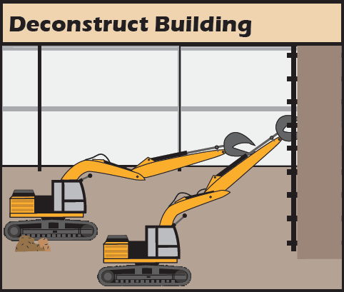 excavators working inside of the enclosure