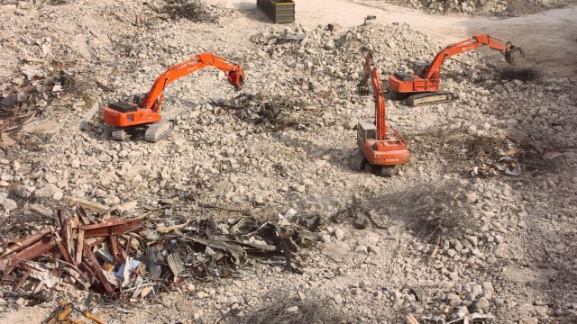 Construction vehicles at a work site