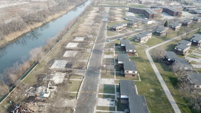 Demolished housing in Zone 1 looking north