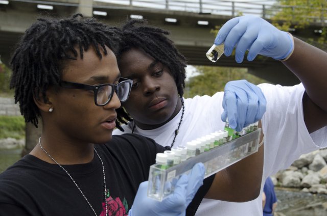 Students performing a test