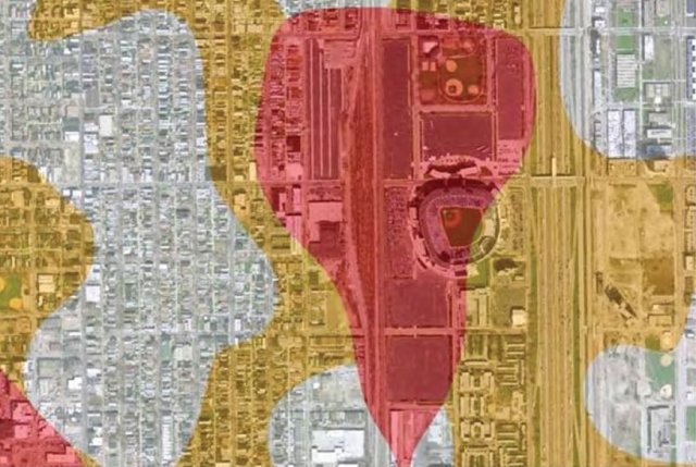 Graphic of projected urban heat island exacerbated by climate change.