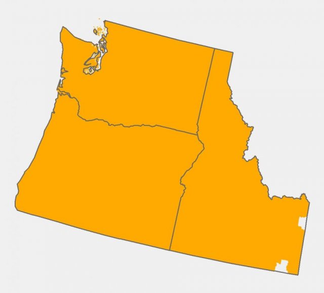 Map showing the Northwest Region of the United States