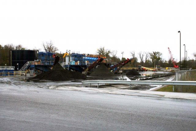 Multiple size separation processes are sequenced to remove particles from 1/4 inches to 12 inches in diameter. The remaining sediment is pumped to the dewatering facility.