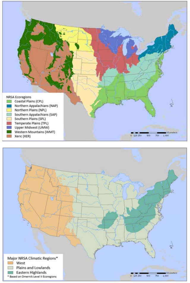 EPA NRSA and NLA aggregated ecoregions