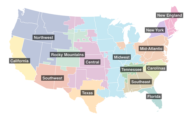 AVERT Regions Map