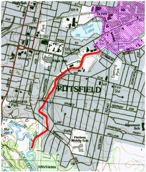 Map showing the EE/CA Reach and the general vicinity, including the location of the GE facility