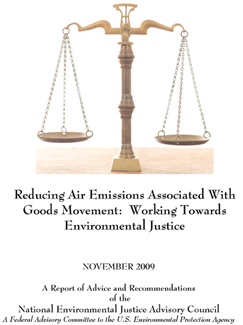 A photograph of the cover of the Reducing Air Emissions Associated with Goods Movement: Working Towards Environmental Justice report.