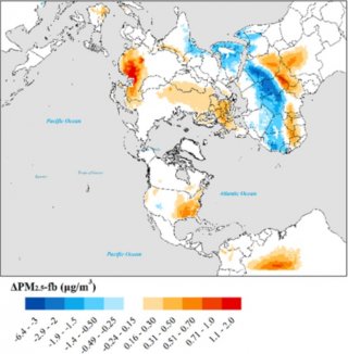 The concentrations of particles in the most polluted regions of the world.