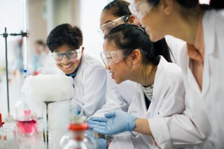 people in science classroom