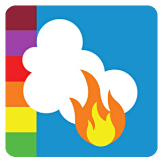 Smoke Sense graphic identifier, with AQI colors.