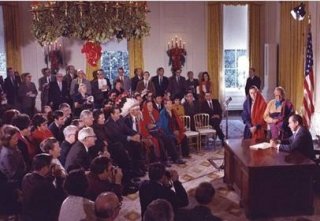 President Nixon speaking to the Press