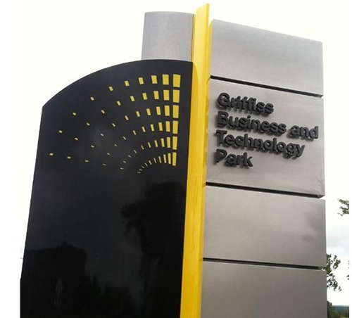 Building with sign: Griffiss Business and Technology Park