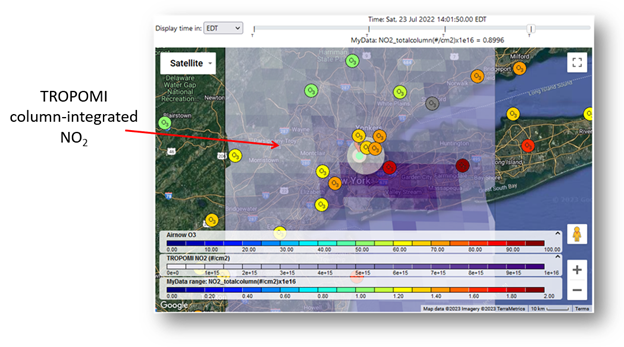 RETIGO map showing TROPOMI NO2 data