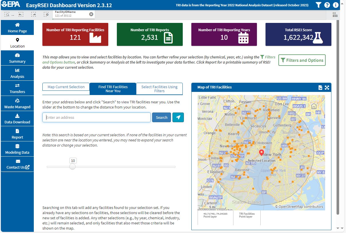 Screenshot of EasyRSEI showing find your location functionality with map layer icon circled