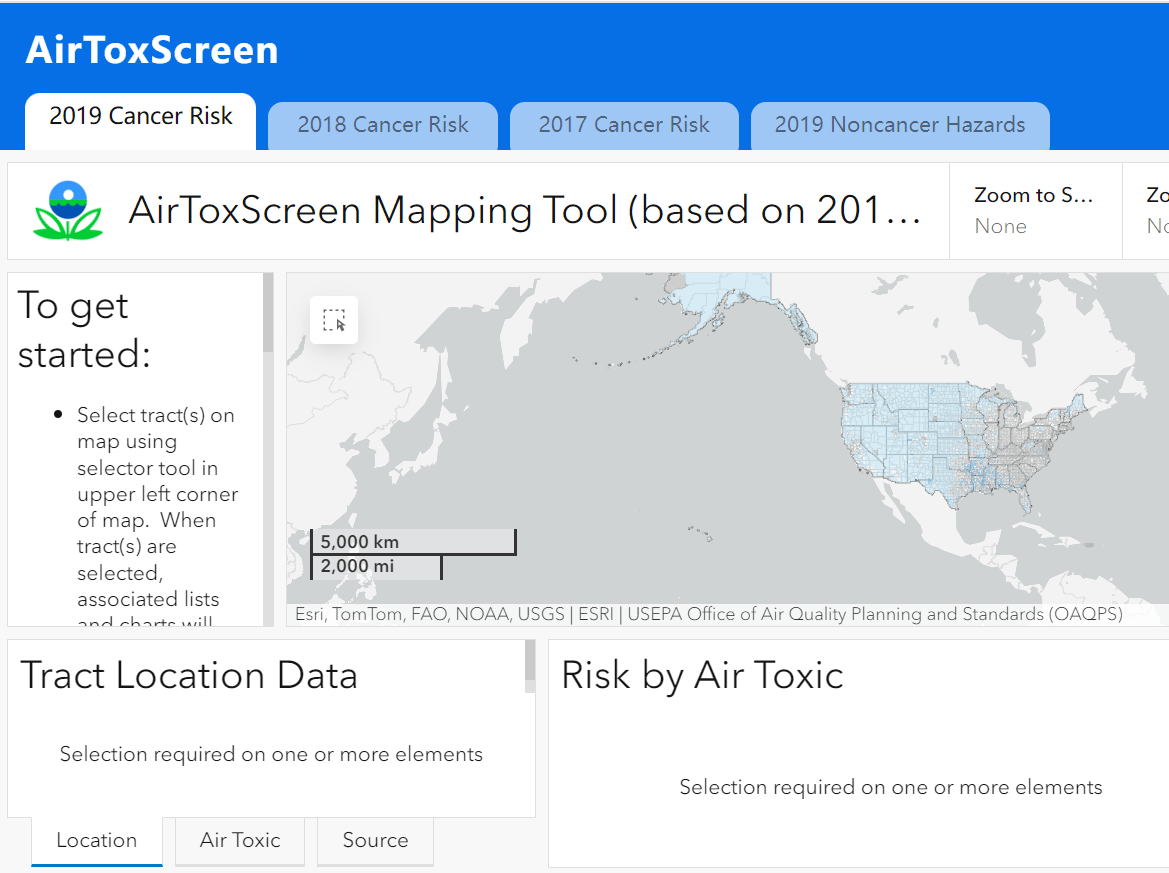 Screenshot from the AirToxScreen tool.