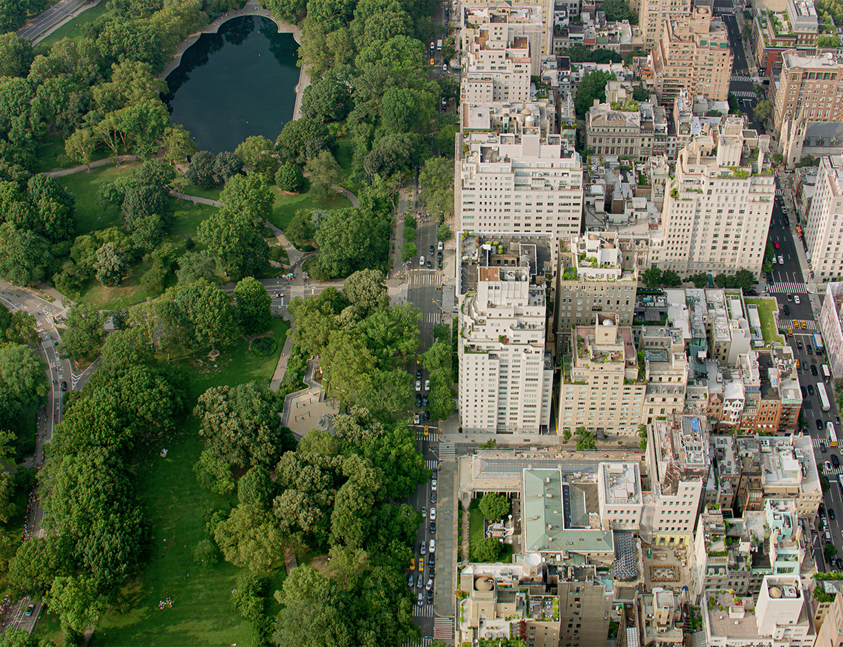 Aerial view of the edge of Central Park