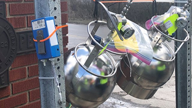 two air canisters sampling the air 