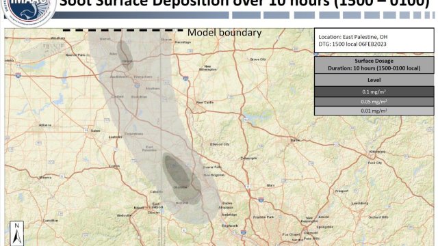 East Palestine Train Derailment Soot Surface Deposition Map (IMAAC Retrospective Analysis)