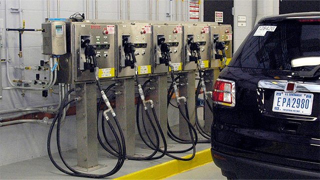 vehicle in a fuel testing room