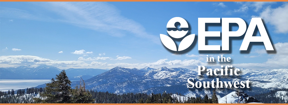 View of Lake Tahoe and snow covered mountains from the Nevada side. Photo courtesy of the U.S. Forest Service