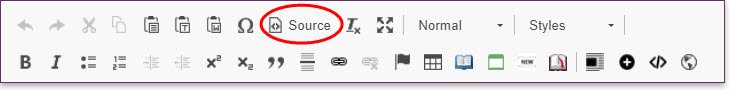 WISIWIG Source icon highlighted