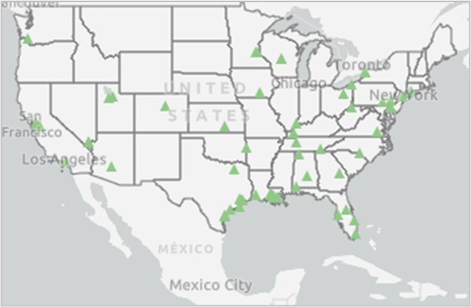 Figure 1: Chlorine gas manufacturing facilities in U.S. as of 5/5/2022