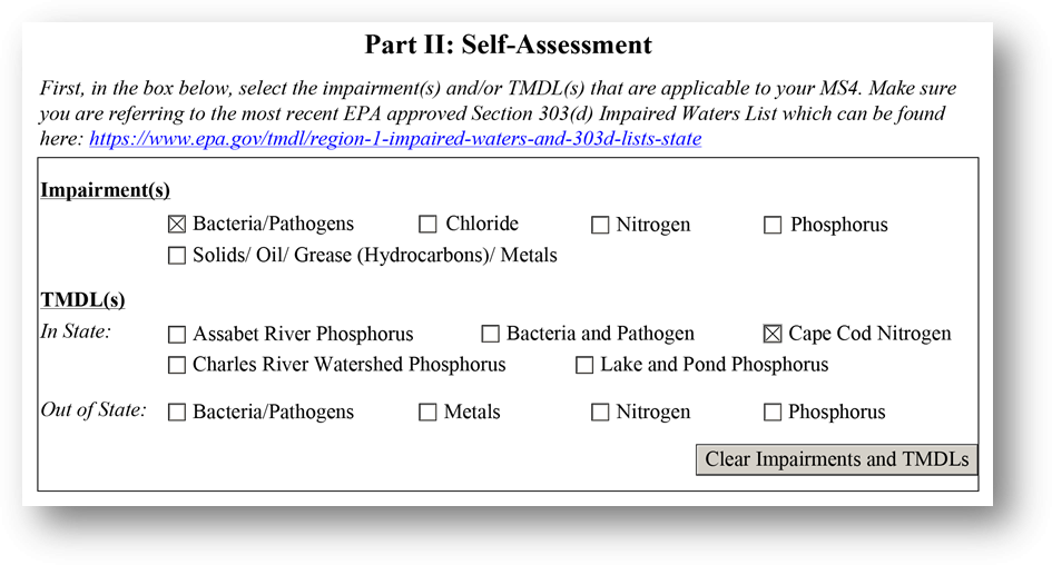 Screenshot of Part II: Self-Assessment section from MS4 Year 4 Annual Report Templates