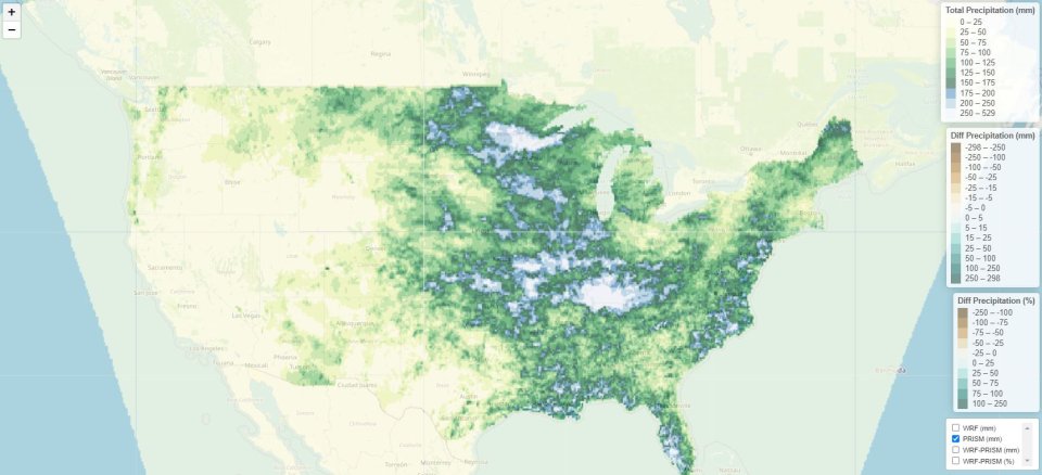 AMET precipitation analysis using PRISM precipitation data and R Leaflets.