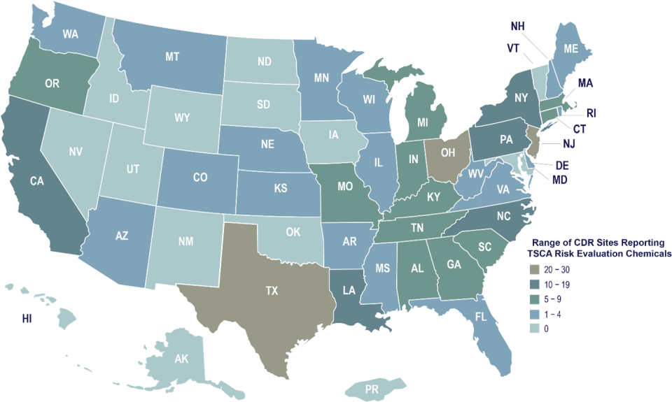 State site count for TSCA Risk Evaluation Chemicals