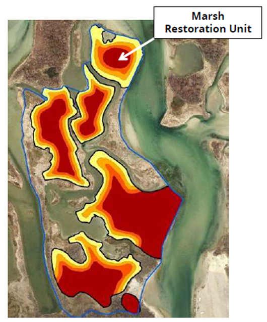 Map of marsh restoration units.