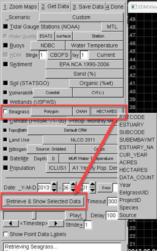 EDM submenus highlighting menu options