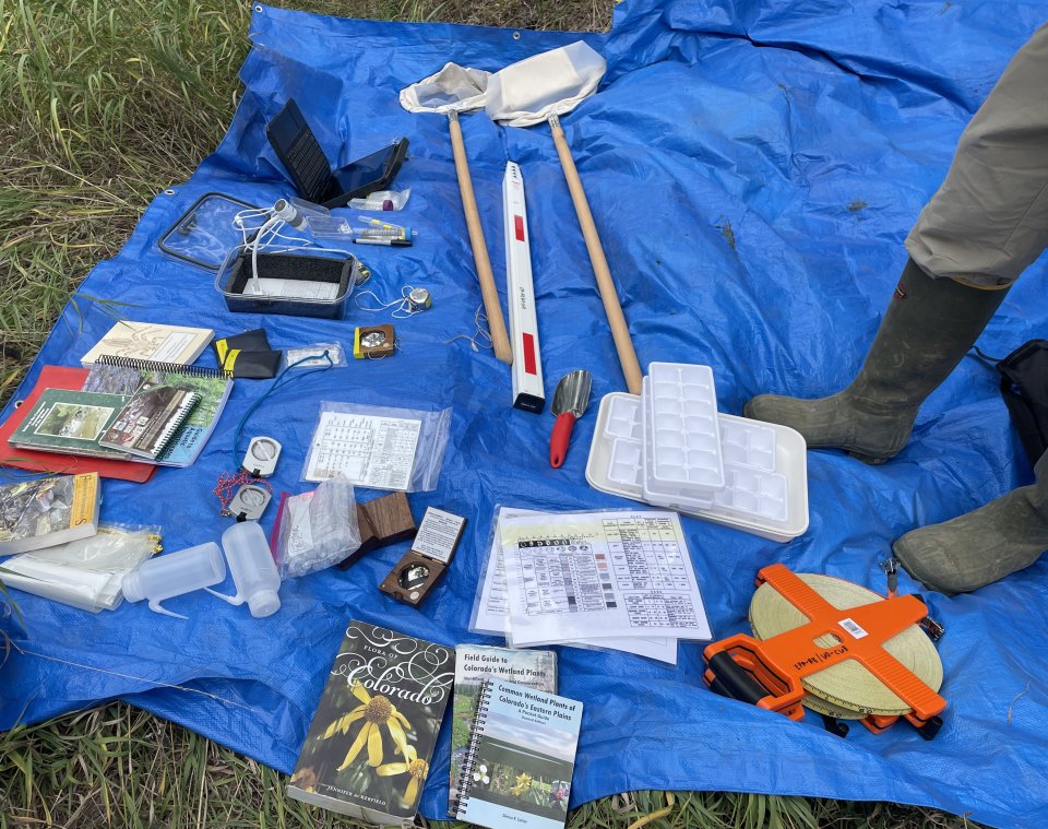 SDAM indicator equipment laying on a tarp