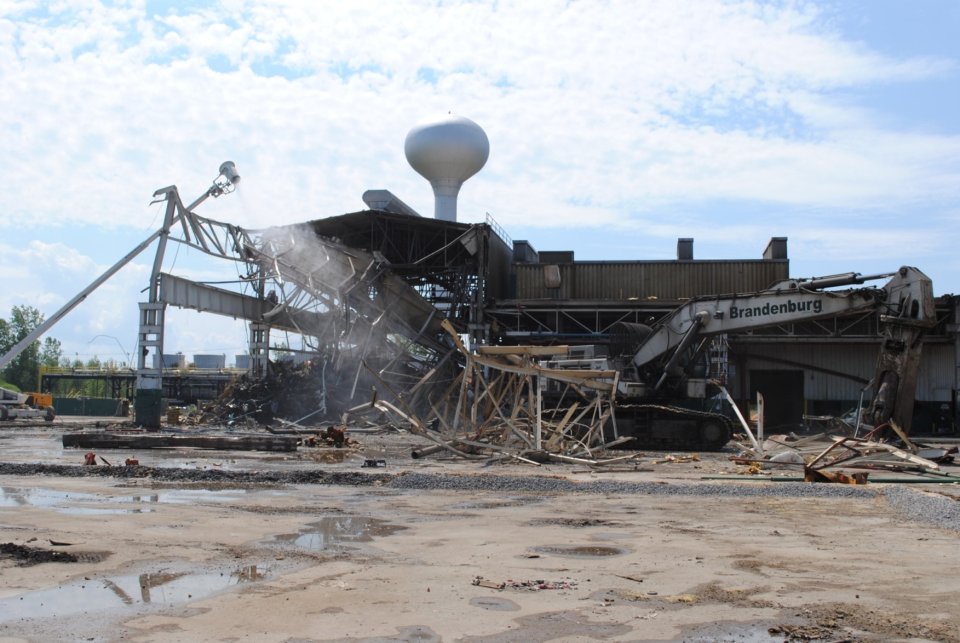 Demolition of the former General Motors manufacturing building, circa 2011.