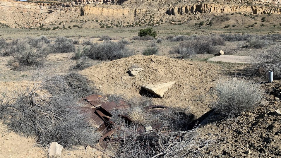 Possible mine ventilation shaft at the Old Church Rock Mine