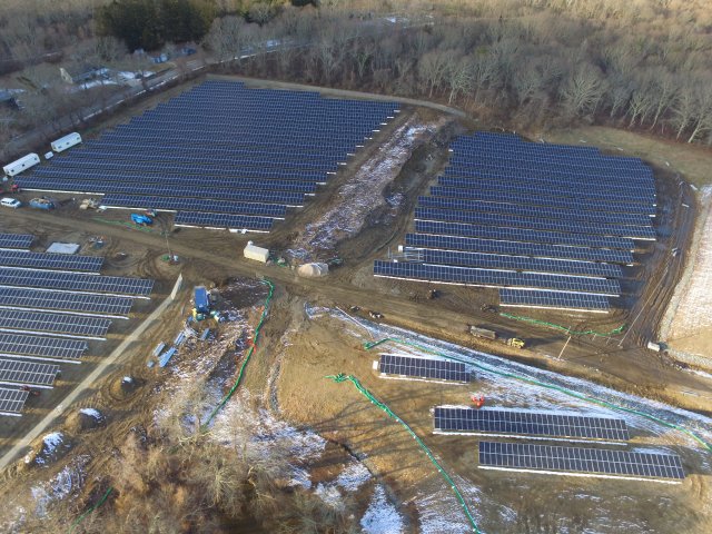 aerial view of solar panels