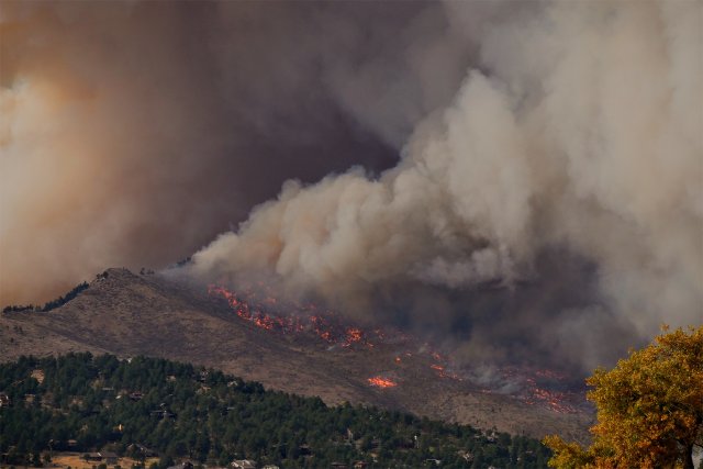 Wildfire smoke aerial view