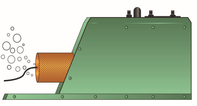 3D Printer Filament Extruder with visualization of particles being released into the air.