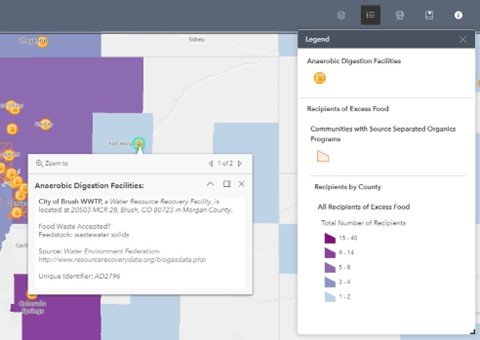 Figure 5: Viewing the Legend and Pop-Ups for Features