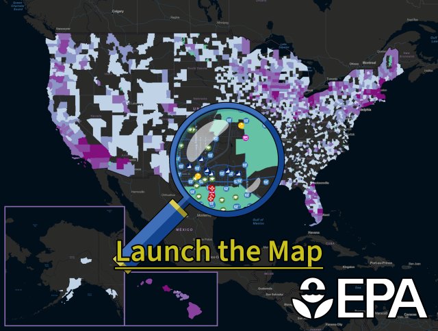 This is a screenshot of the United States from version 3.0 of the Excess Food Opportunities Map with the words Launch the Map on it