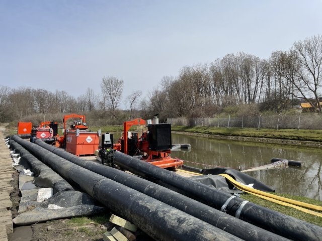 Photo 1 shows the current bypass system which carries water to Sulphur Run