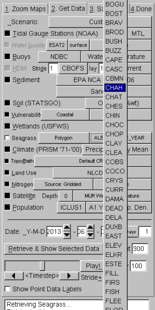 Extensive submenu choices extending past the screen