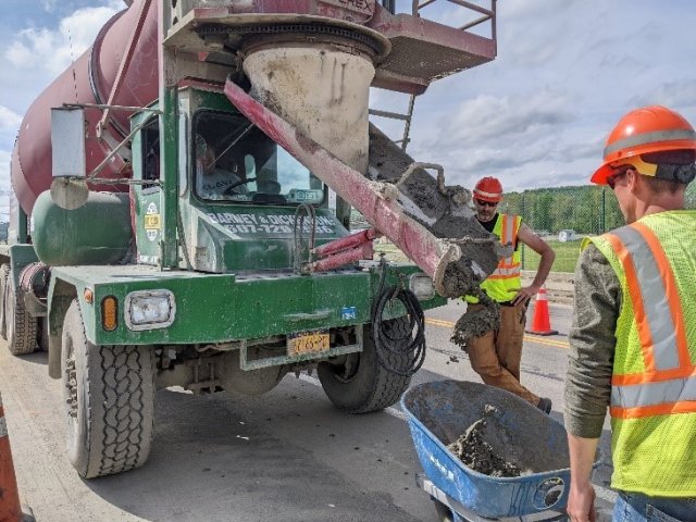 Members of the New York State Department of Transportation tests concrete made with Pantheon™ for on-site quality control.